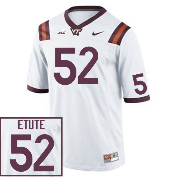 Men #52 Isi Etute Virginia Tech Hokies College Football Jerseys Sale-White
